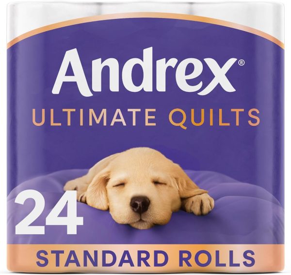 Andrex Ultimate Quilts Toilet Tissue 24 Rolls, Air Pocket Technology for Soft, Thick Sheets – 4 Quilted Toilet Rolls x 6 Packs, FSC Certified