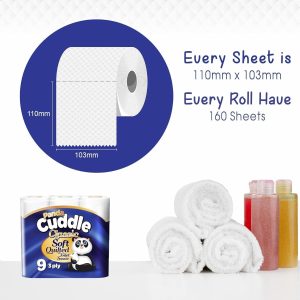 Alternative view of Panda Cuddle Soft Quilted Toilet Rolls, Super Quality Classic 3 Ply Toilet Tissue Unscented, Provide Ultimate Quilted Comfort – 90 Rolls