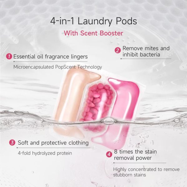 GoldKey 4-in-1 longer lasting floral fragrance stronger cleaning power protect the color of clothes 42 pieces laundry detergent beads pods with scent booster Household Pack Scented Perfume Flower - Image 4